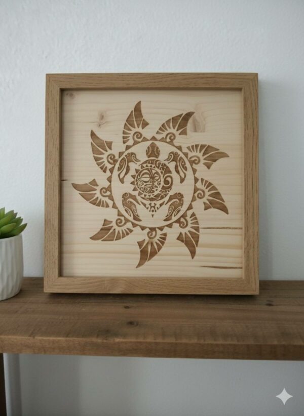 Tortue soleil Maoi gravure